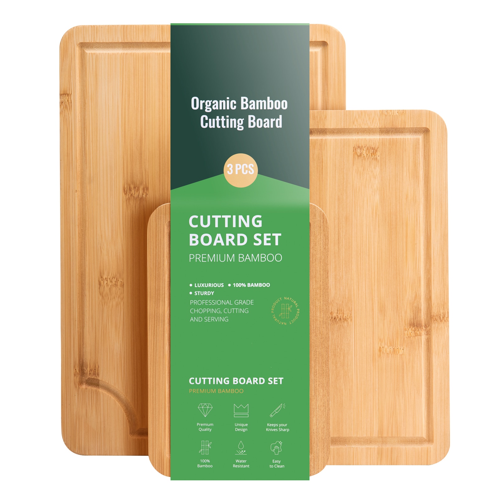 Bamboo Cutting Board Premium Versatile Cut Board With Built-in Handle_voghion.com